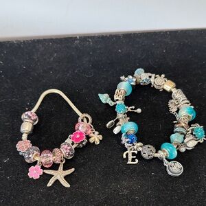 Silver and Pink Charm Bracelets